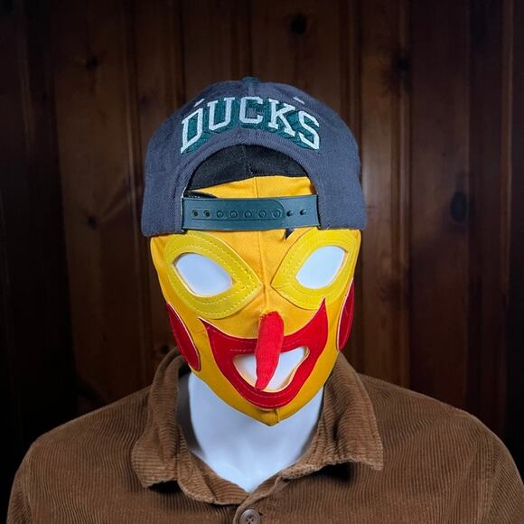 Vintage 90s Oregon College Snapback Hat Gray Teal Duck Mascot NCAA Retro OSFA - Picture 2 of 4